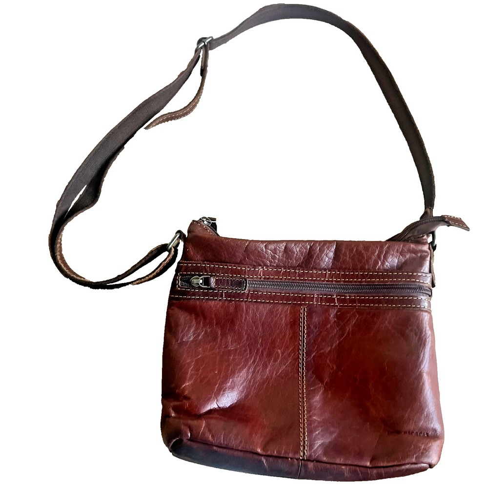Jack Georges City Crossbody‎ #7298 Brown Buffalo Leather Bag Purse Adjustable